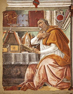 Stampe di Questo affresco dipinto da Sandro Botticelli nel 1480 nella chiesa di Ognissanti a Firenze è uno dei due che rappresentano due dei dottori della Chiesa del IV secolo Immagini del 23 novembre 2012: San Agostino nella sua stanza