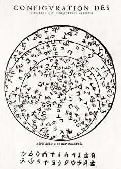Ancient Astronomy Illustrations Stampe: Star map using Hebrew characters