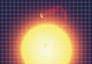 Green Energy Source Stampe: Sun reflected in a solar panel