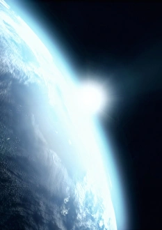 Solar System Artwork Stampe: Sunrise from space, computer artwork