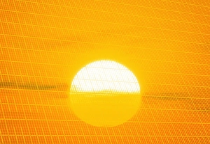 Renewable Energy Source Images Stampe: Sunset reflection on solar panel, artwork