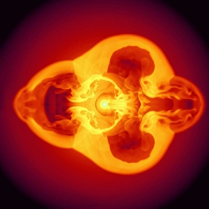 Neutron Star Formation Stampe: Supernova explosion, computer simulation