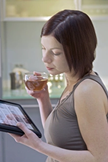 Woman Using Tablet Stampe: Tablet computer use C013 / 6039