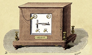Stampe di Macchina del telegrafo. Opera d'arte storica di una macchina a due agozzoli elettrici del telegrafo Foy-Breguet (circa 1845) Immagini datate 2004 maggio: Macchina telegrafica