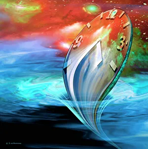 Stampe di Tempo nastro. Opere d'arte concettuali di un visaggio del tempo che viene trascinato da una gravitàvortice (come uno buco nero o un wormhole) Immagini datate 24 aprile 2014: Tempo nastro