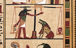Stampe di Posto nella Sala delle Due-Maàt, questa illustrazione dal Libro dei Morti rappresenta il Processo della Coscienza Immagini datate 2012 luglio: Prova della coscienza