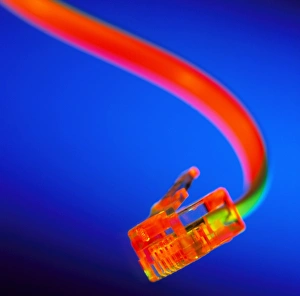 Network Technology Stampe: View of a computer ethernet connector