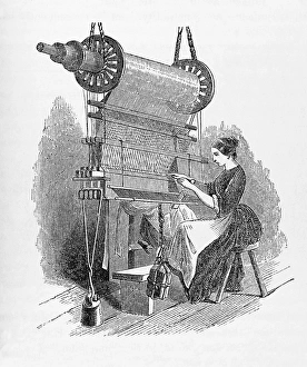 Industrial Revolution Stampe: Weaving loom