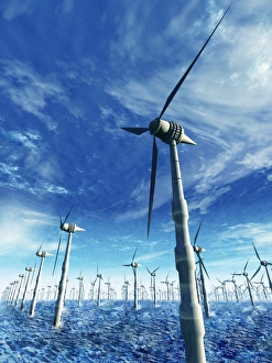 Green Electricity Production Stampe: Wind power, artwork