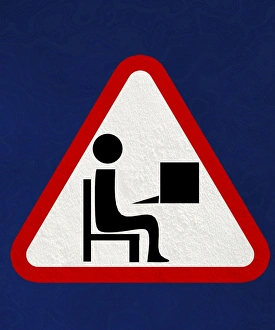Single Person Working Stampe: At work sign, artwork