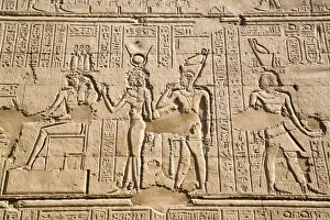 Africa Stampe: Rilievo basso, Parete esterna Tempio di Chnum Esa Nordafrica Afrika