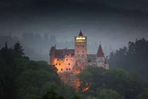 Romania Stampe: Castello di Bran (castello Dracula), Brașov, Transilvania, Romania Europa