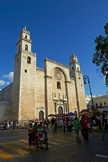 Merida Cathedral Stampe: The Cathedral, Independence Square, Merida, Yucatan state, Mexico, North America