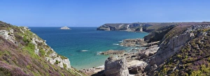 Blue Horizon Over Water Stampe: Cliffs of Cap Frehel, Cotes d Armor, Brittany, France, Europe
