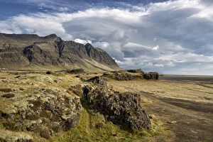 Polar Regions Travel Destination Stampe: Dramatic cloud formations over landscape, near Vik Y Myrdal, South Iceland, Polar Regions