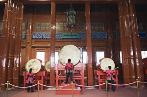 Chinese Historical Landmark Stampe: Drummers inside The Drum Tower