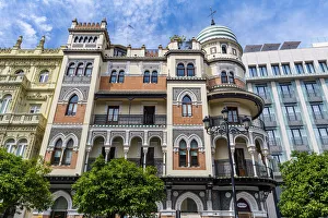 Seville Architecture Stampe: Edificio de La Adriatica, Seville, Andalucia, Spain, Europe