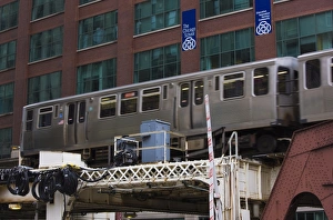 Chicago Elevated Train Stampe: An El train on the Elevated train system, Chicago, Illinois, United States of America