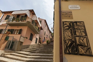 Tuscany Italy Travel Guide Stampe: Flight of steps in memory of actor Toto, Porto Azzurro, Elba Island, Livorno Province