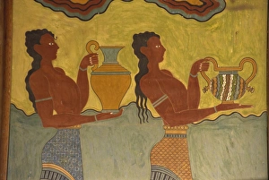Stampe di Dettaglio fresco di Knossos in Creta Grecia Europa Architettura Greca Antica Stampe: Dettaglio del fresco