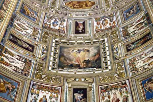 Città Del Vaticano Stampe: Affreschi sul soffitto della Galleria delle Carte Geografiche del Museo Vaticano a Roma in Lazio Italia