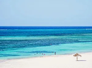 Cuba Beach Vacation Stampe: Guardalavaca Beach, elevated view, Holguin Province, Cuba, West Indies, Caribbean