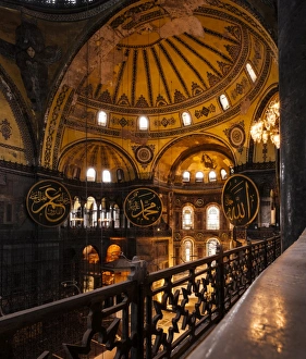 World Heritage Site Turkey Stampe: Interior of Hagia Sofia (Aya Sofya), UNESCO World Heritage Site, Sultanahmet, Istanbul