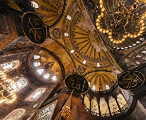 Interno di Santa Sofia (Aya Sofja), Sito del Patrimonio Mondiale dellUNESCO, Sultanahmet, Costantinopoli