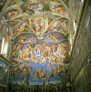 Stampe di Capolavoro internazionale della Chiesa cattolica nella Cappella Sistina del Vaticano a Roma in Italia Roma Stampe: Capolavoro interno della Cappella Sistina