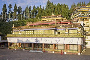 Indian Heritage Site Stampe: Main monastery building, Rumtek Gompa Complex, Gangtok, Sikkim, India, Asia