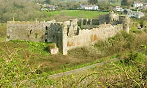 Castle Architecture In Europe Stampe: Manorbier castle