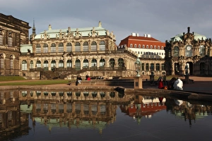 Saxony Architecture Europe Stampe: Mathematical-Physical Sciences Salon, Rampart Pavilion and reflection, Zwinger Palace