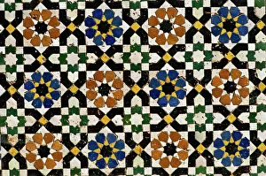Stampe di Lavori in mosaico di pavimento zaouia del Moulay Idris un luogo sacro islamico a Fez al-Bali nella città vecchia di Fez Marocco Nord dell'Africa Architettura Islamica Stampe: Opere in mosaico di pavimento