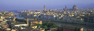 Arno River View Stampe: Panoramic view over rooftops and across Arno River