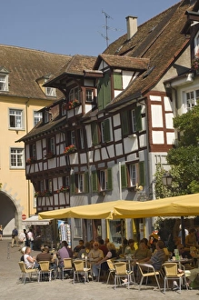 Lake Constance Europe Stampe: Pavement cafe in main square