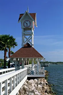 Florida Travel Destination Stampe: The Pier and clock