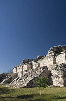 Ancient Mexican Civilization Stampe: One platform with two structures called the Twins, Ek Balam, Yucatan, Mexico