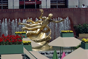 New York City Statues Stampe: Prometheus statue