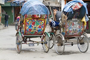 Nepal Tourism Attractions Stampe: Rickshaws, Thamel area