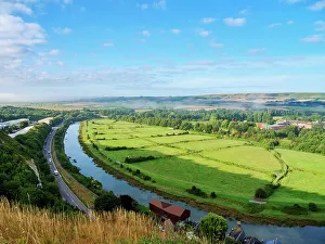 East Sussex Landscape Stampe: River Ouse, elevated view, Lewes, East Sussex, England, United Kingdom, Europe