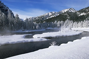 North America Scenic View Stampe: River in winter