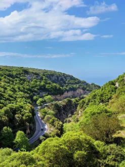 Greek Islands Greece Stampe: Road to Arkadi Monastery, elevated view