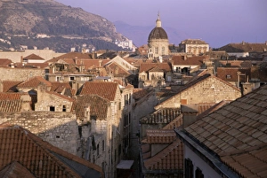 Croatian Heritage Sites Stampe: Roofscape, with evidence of repairs in progress in 1997, Dubrovnik, Dalmatia