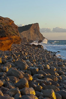 Ibiza Beaches Stampe: Sunset, Es Codolar Boulder beach, Ibiza, Balearic Islands, Spain, Mediterranean, Europe