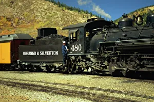 Locomotive Photography Stampe: The train driver and engine of the Durango and Silverton