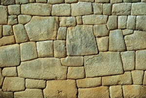 Machu Picchu Peru Stampe: Typical Inca wall