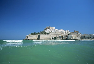 Stampe di Vista alla Citadella di Peniscola sulla costa dell'Azahar a Castellón in Spagna nel Mediterraneo nell'Europia Valencia Stampe: Vista alla Citadella