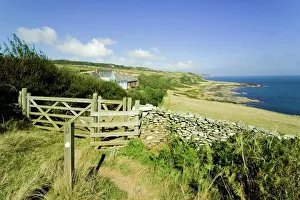 English Coastline Scenery Stampe: View from the Devon Coast Path at Prawle Point, South Hams, Devon, England