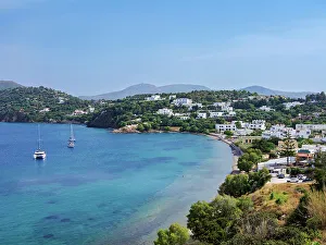 Leros Island Greece Stampe: Vromolithos Beach, elevated view, Leros Island, Dodecanese, Greek Islands, Greece, Europe
