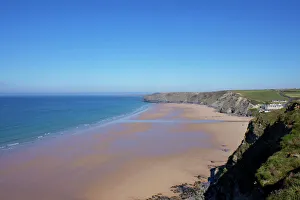 Cornovaglia Stampe: Baia di Watergate a Newquay in Cornovaglia nel Regno Unito nell'Europa